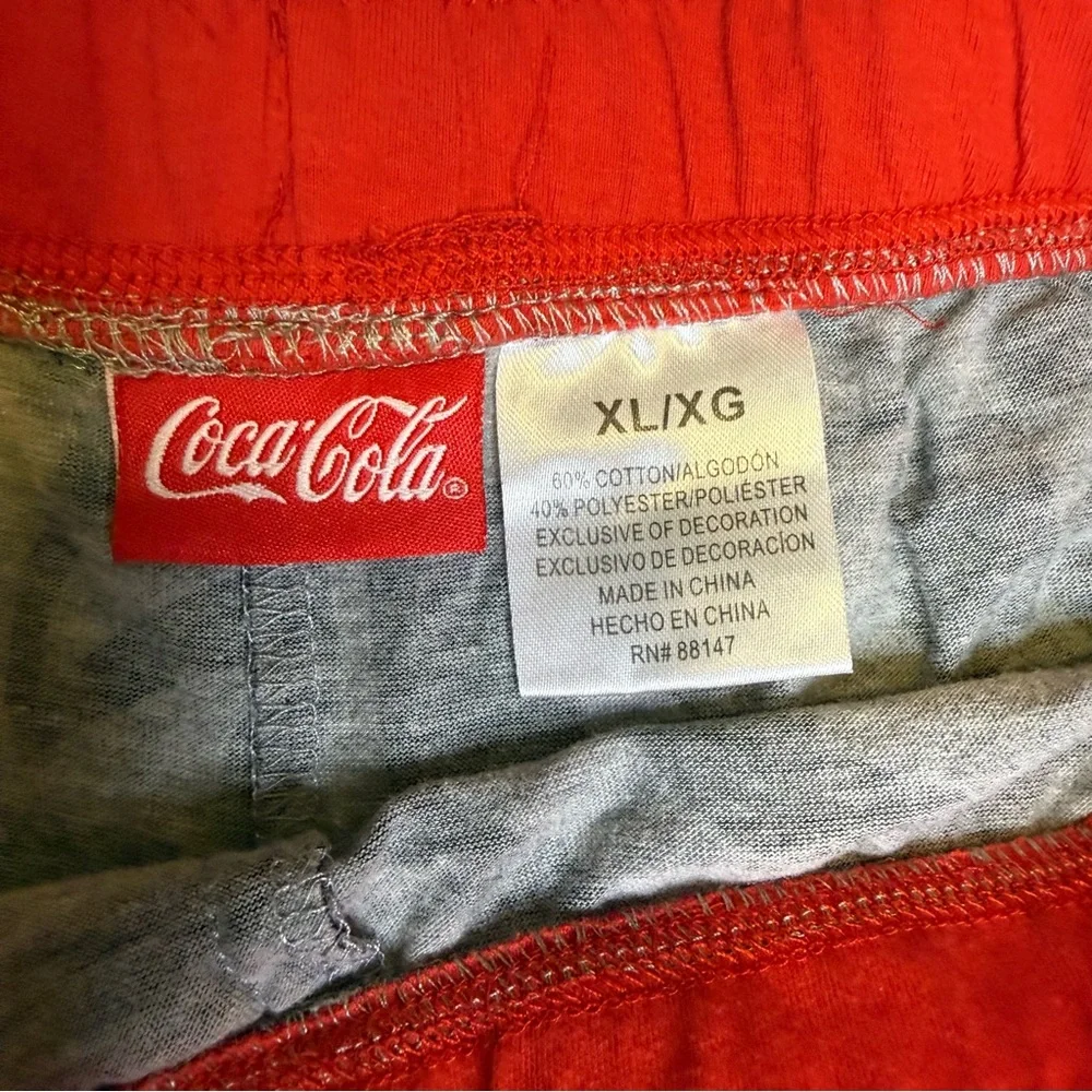 Coca-Cola Diet Coke Women's XL Sleep Shorts Gray Red Logo Drawstring Ruffle